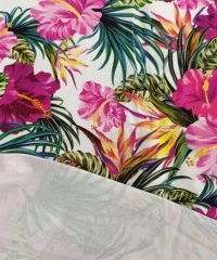 Tropikal Çiçek Desenli Süprem Parça Kumaş %95 Pamuk %5 Elastan