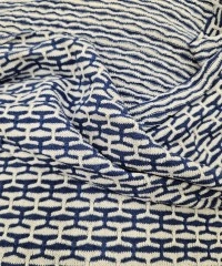 Zara Parça Kumaş | Mavi Beyaz Jakarlı Kumaş