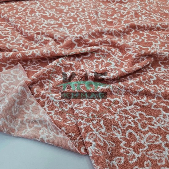 Baskılı Pamuklu Piko Havlu Kumaş | Çiçekler