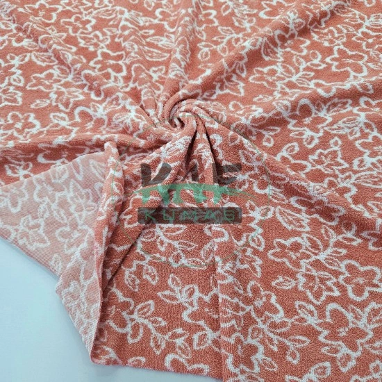 Baskılı Pamuklu Piko Havlu Kumaş | Çiçekler