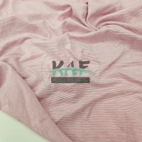 Baskılı Pamuk Penye Süprem Kumaş | Pembe Çizgili