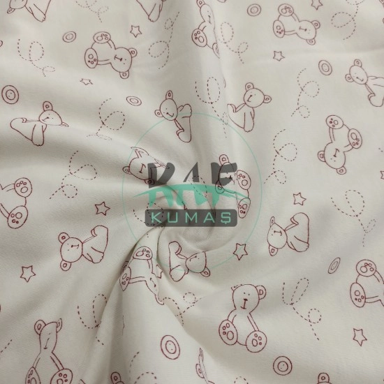 Ayıcık Baskılı Süprem Kumaş