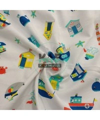 Deniz Temalı Baskılı Süprem Kumaş