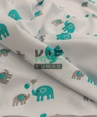 Mavi Fil Baskılı Süprem Kumaş