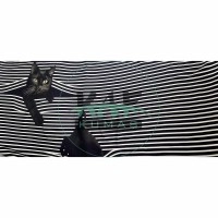 Siyah Beyaz Çizgili Kedi Desen Pano Kumaş 70x180 cm