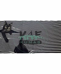 Siyah Beyaz Çizgili Kedi Desen Pano Kumaş 70x180 cm