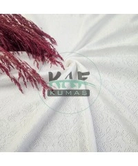 Delikli Pointelle Ribana Kumaş | 100% Pamuk | Beyaz Gül