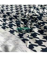 Baskılı %100 Pamuk İnterlok Kumaş |  Kazayağı Desen V-1