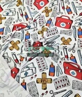 Dijital Baskılı Penye Süprem Kumaş | İlk Yardım Temalı