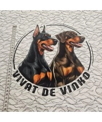 Beyaz Zemin Köpekler Desen Pano Kumaş