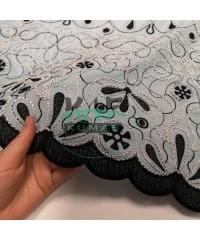 Brodeli (Nakışlı) Pamuk Vual Kumaş | Açık Mavi 17191_2