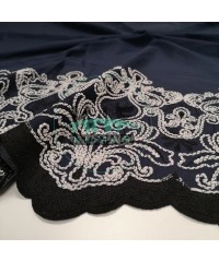 Brode (Nakışlı) Pamuk Vual Kumaş | Lacivert 17215_2 