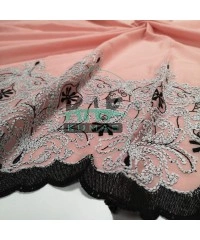 Brode (Nakışlı) Pamuk Vual Kumaş | Pudra 17215_2