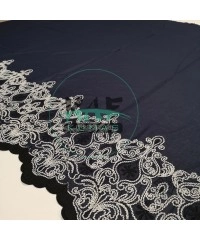 Brode (Nakışlı) Pamuk Vual Kumaş | Lacivert 17215_2 