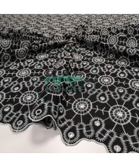 Brode (Nakışlı) Pamuk Vual Kumaş | Siyah 4933