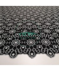 Brode (Nakışlı) Pamuk Vual Kumaş | Siyah 4933