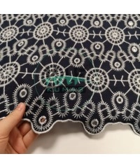 Brode (Nakışlı) Pamuk Vual Kumaş | 4933 Lacivert