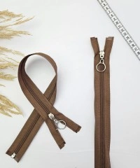 Yuvarlak Halka Fermuar | Mont-Çanta Fermuarı Uzunluk: 47 cm Açık Kahverengi