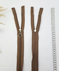 Yuvarlak Halka Fermuar | Mont-Çanta Fermuarı Uzunluk: 47 cm Açık Kahverengi