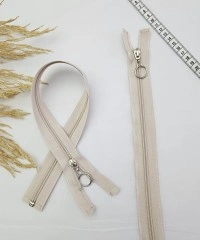 Yuvarlak Halka Fermuar | Mont-Çanta Fermuarı Uzunluk: 47 cm Bej