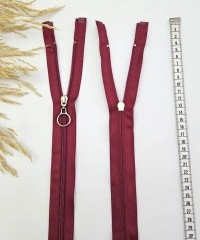 Yuvarlak Halka Fermuar | Mont-Çanta Fermuarı Uzunluk: 47 cm Bordo