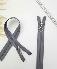 Yuvarlak Halka Fermuar | Mont-Çanta Fermuarı Uzunluk: 47 cm Gri
