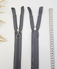 Yuvarlak Halka Fermuar | Mont-Çanta Fermuarı Uzunluk: 47 cm Gri