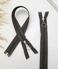 Yuvarlak Halka Fermuar | Mont-Çanta Fermuarı Uzunluk: 47 cm Haki