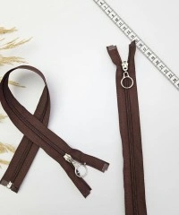 Yuvarlak Halka Fermuar | Mont-Çanta Fermuarı Uzunluk: 47 cm Kahverengi