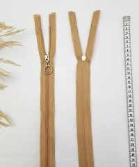 Yuvarlak Halka Fermuar | Mont-Çanta Fermuarı Uzunluk: 47 cm Karamel