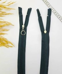 Yuvarlak Halka Fermuar | Mont-Çanta Fermuarı Uzunluk: 47 cm Ördek Yeşili