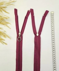 Yuvarlak Halka Fermuar | Mont-Çanta Fermuarı Uzunluk: 47 cm Vişne