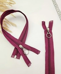 Yuvarlak Halka Fermuar | Mont-Çanta Fermuarı Uzunluk: 47 cm Vişne