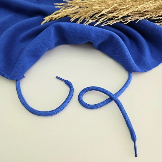 Sweatshirt İpi | Plastik Uçlu 125 cm Kordon | Saks Mavi