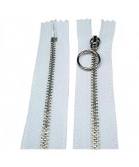 Metalik Dişli Yuvarlak Halka Fermuar | Mont-Çanta Fermuarı Uzunluk: 25 cm Beyaz