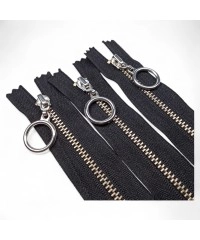 Metalik Dişli Yuvarlak Halka Fermuar | Mont-Çanta Fermuarı Uzunluk: 20 cm Siyah