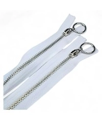 Metalik Dişli Yuvarlak Halka Fermuar | Mont-Çanta Fermuarı Uzunluk: 25 cm Beyaz