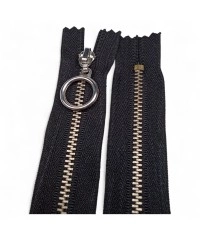 Metalik Dişli Yuvarlak Halka Fermuar | Mont-Çanta Fermuarı Uzunluk: 20 cm Siyah