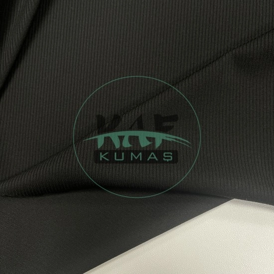 Fitilli İnterlok Kumaş | Taytlık ve Mayoluk | Siyah 11-85