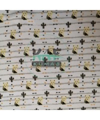 Baskılı Penye İnterlok Kumaş | Geometrik Sarı Tilki