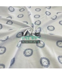 Baskılı %100 Pamuk İnterlok Kumaş | Mavi Aslanlar