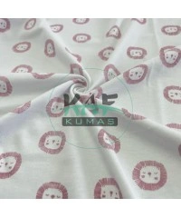 Baskılı %100 Pamuk Süprem Kumaş | Pembe Aslanlar