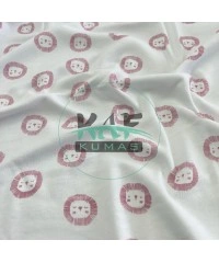 Baskılı %100 Pamuk Süprem Kumaş | Pembe Aslanlar