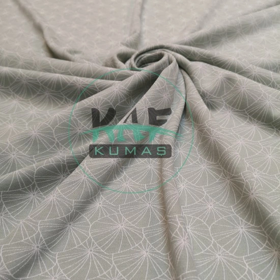 Baskılı %100 Pamuk İnterlok Kumaş | Penye Mint Zambak Yaprağı