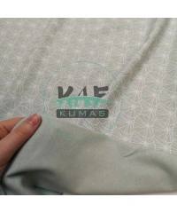 Baskılı %100 Pamuk İnterlok Kumaş | Penye Mint Zambak Yaprağı