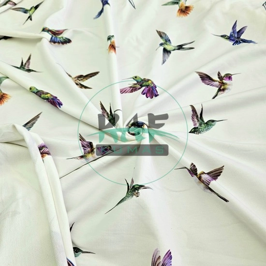 Baskılı Penye İki İplik Kumaş | Renkli Kuşlar