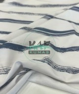 Baskılı 2 İplik Modal Kumaş | Mavi Çizgili