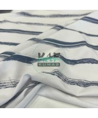 Baskılı 2 İplik Modal Kumaş | Mavi Çizgili