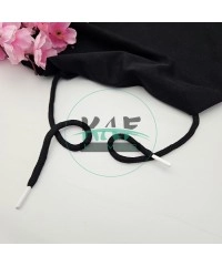 Özel Beyaz Sakız Uçlamalı 145 cm Siyah Kordon Bağcık | Sweatshirt-Eşofman İpi 1 Adet