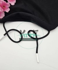 Özel Beyaz Sakız Uçlamalı 138 cm Siyah Kordon Bağcık | Sweatshirt-Eşofman İpi 1 Adet